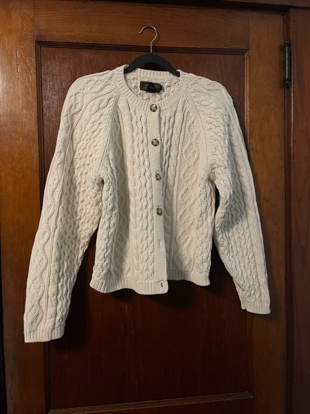 Vintage Eddie Bauer 100% Cotton Chunky cable knit cardigan - Picture 2 of 7